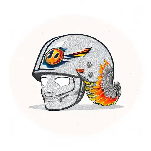 Sun Conure Riding Harley Motorcycle In Motorcycle Helmet And Leather Jacket