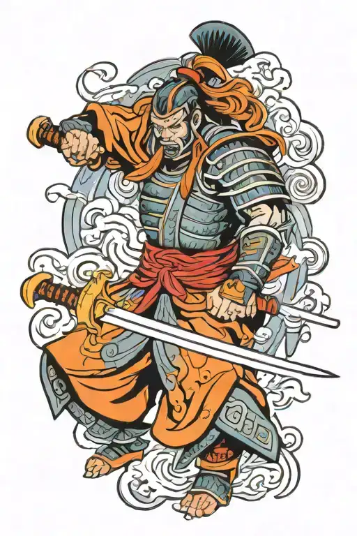 Samurai Warrior Wielding A Sword
