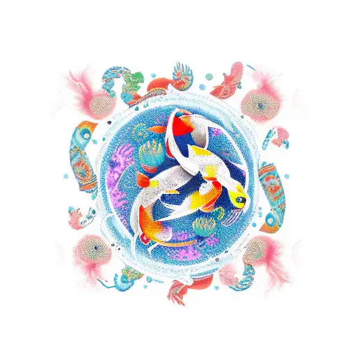 Cancer Zodiac With Koi Fish
