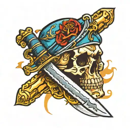 Skull With Knife