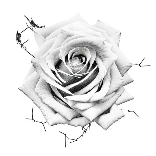 Rose With Stem And Barbed Wire