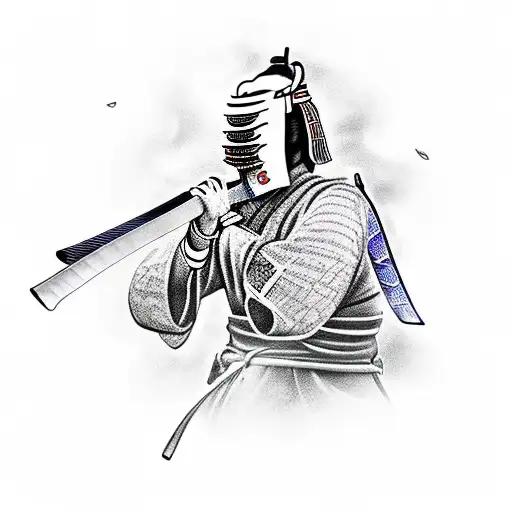 Samurai Leaning On Katana