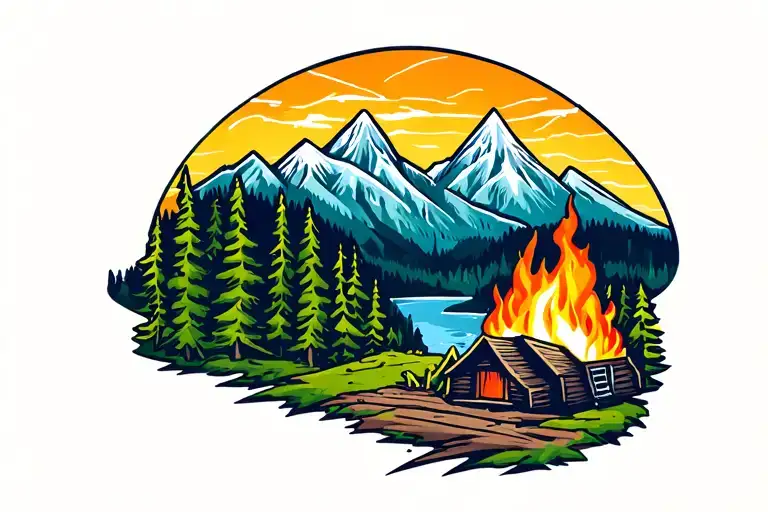 Camping Mountains Fire