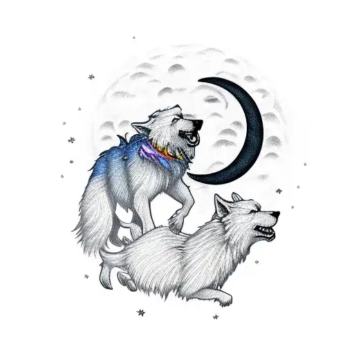 Hati And Skoll Chasing Moon And Sun