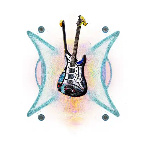 A Guitar Made Of Human Eyes And Music Notes