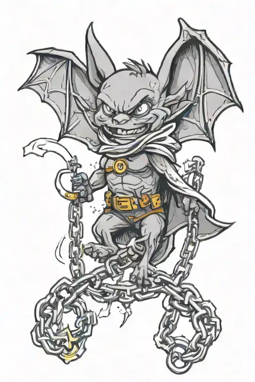 Bat With A Torch And In Chains Wrapped