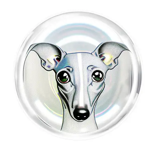 Italian Greyhound Looking Through Bubble With Happy Face