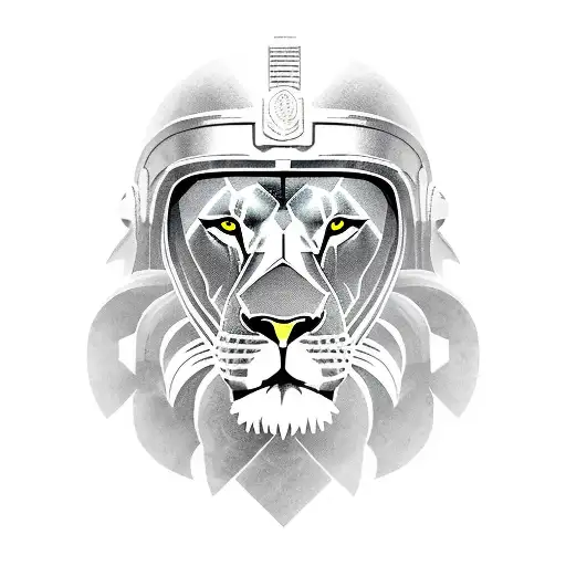 Lion With Spartan Helmet