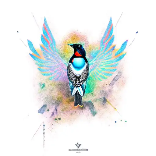 A Magpie Which Its Wings Are Color Palettes