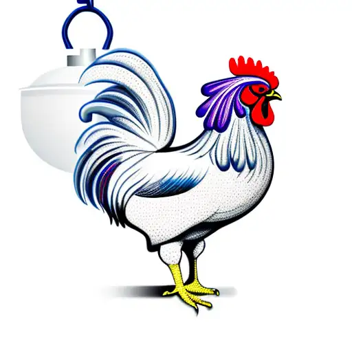 Rooster With A Bell Around Its Neck