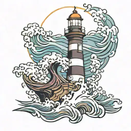 Lighthouse With Waves Crashing Ocean Waves