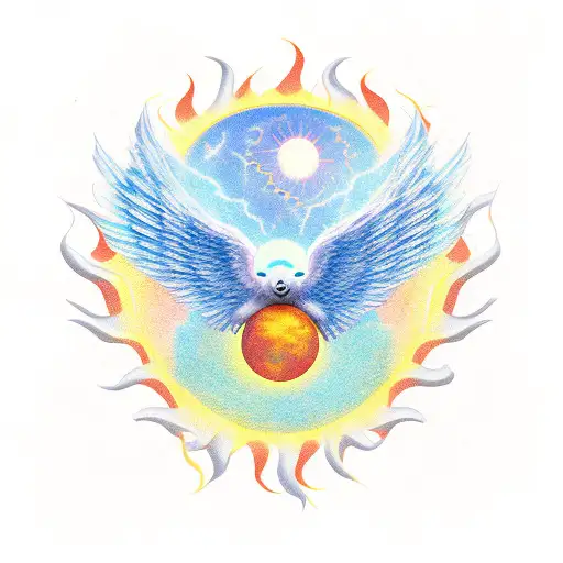 Very Small Baby Centered In A Sun With Huge Wings Spreading Around My Neck