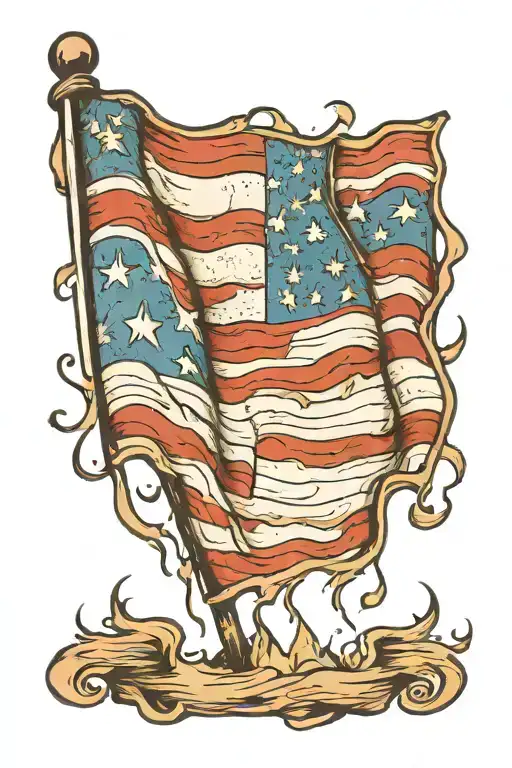 American Flag Fading Into Black Out