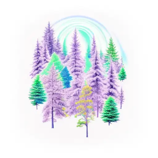 Full Sleeve Forest With Northern Lights