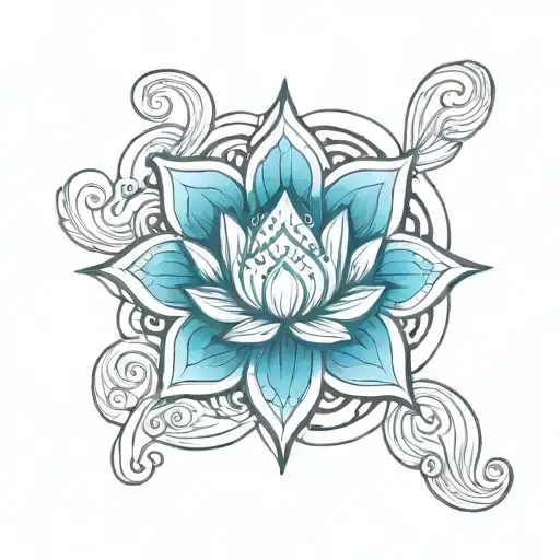 Lotus Depicting Awareness Third Eye Depicts Acceptance And Waves Depicts Surrender