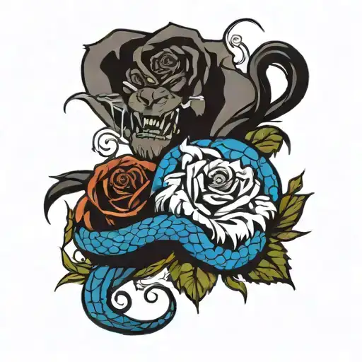 Snake And Lion Snake And Roses