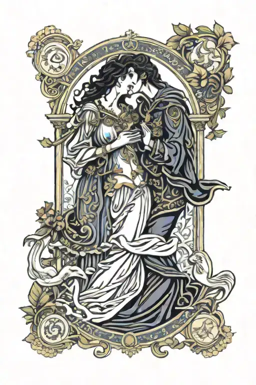 Tarot Card Of The Lovers Kissing