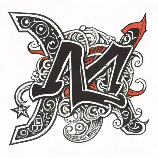 Big Time With Letters B And M And Make It Red Black And White