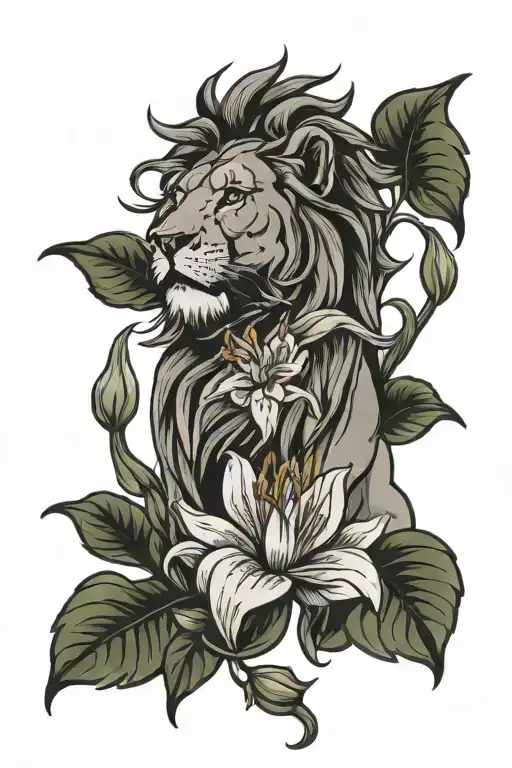 Lion And Lily Flower