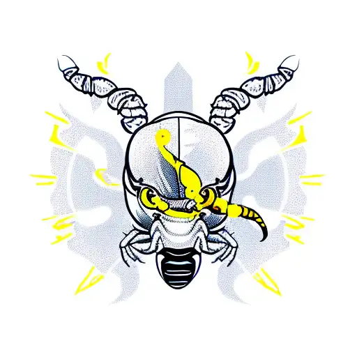 Scorpion With Human Head Over Sun