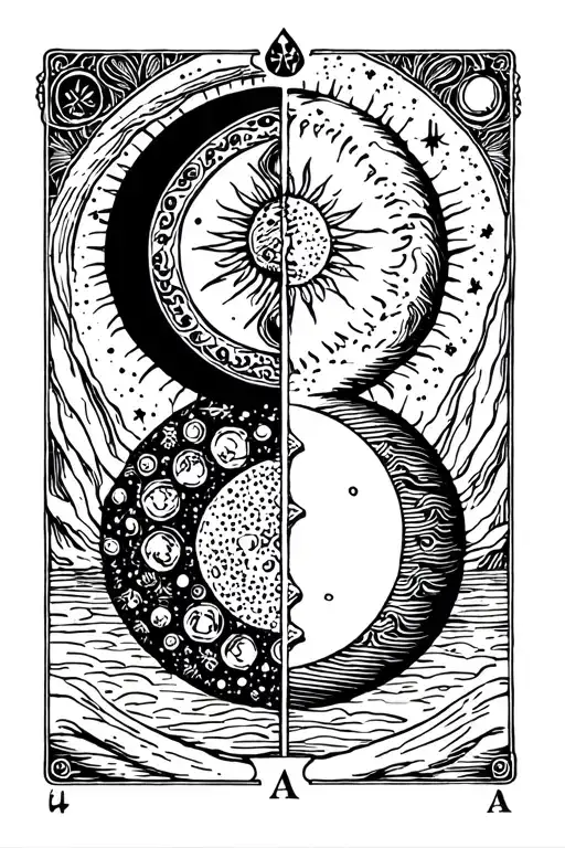 Half And Half Moon Tarot Card And Sun Tarot Card
