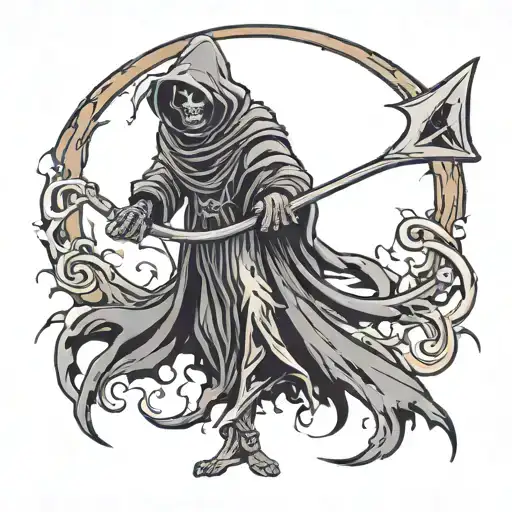 Grim Reaper Holding A Scythe