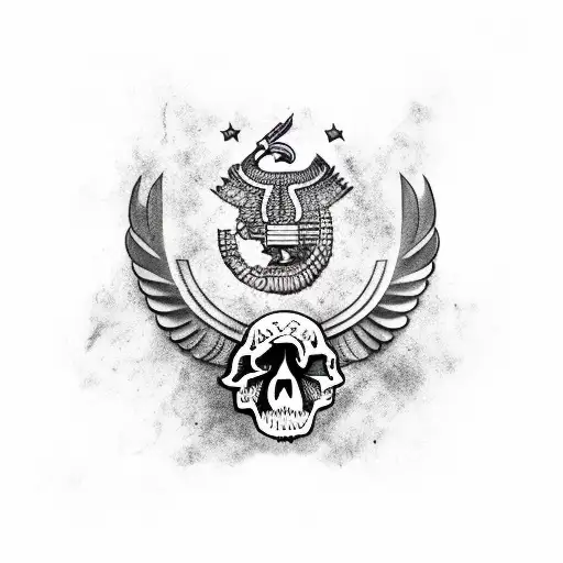 Historical Eagle With Skull And Turkish Figures