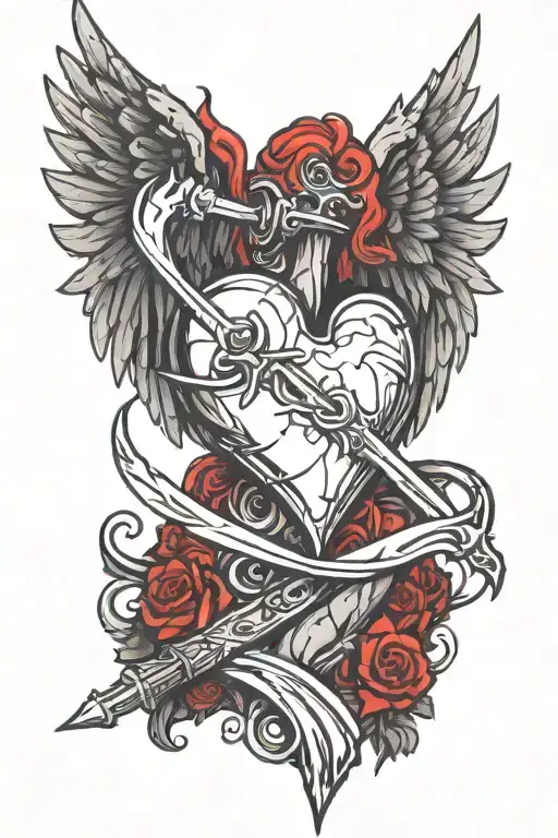Heart With Wings Pierced By Sword