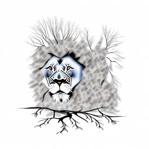 Lion With Tree Roots