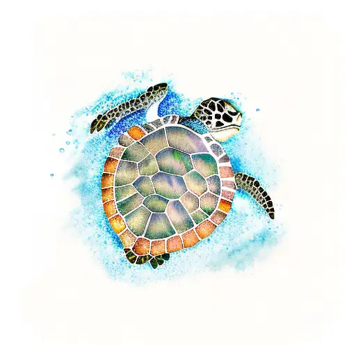 Sea Turtle Bright Water Colors
