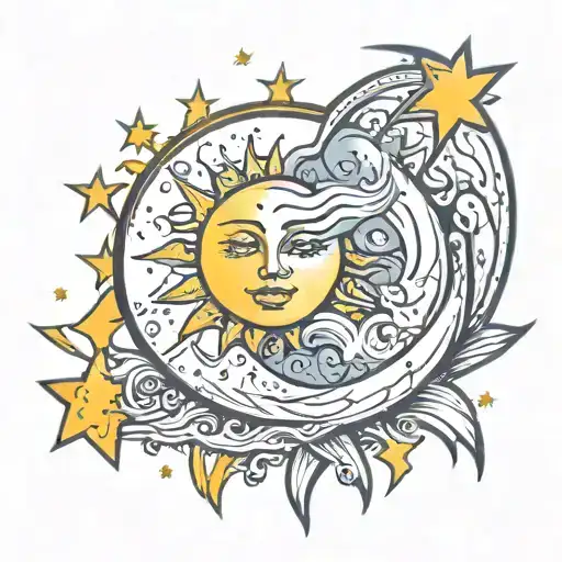 Sun Hugs The Moon And Stars