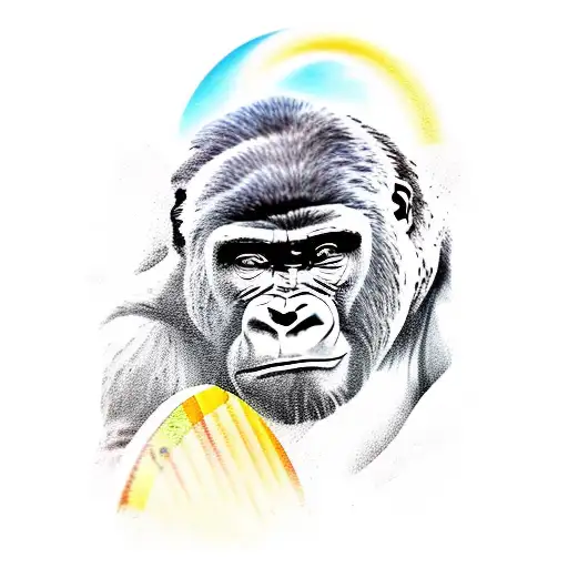 Gorilla Surfing A Wave