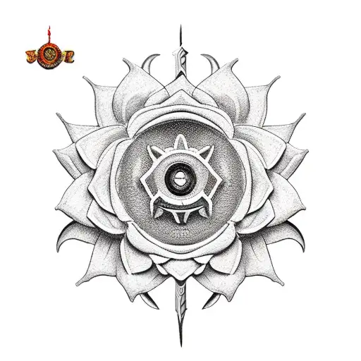 Sword Stuck In The Core Of A Large Lotus