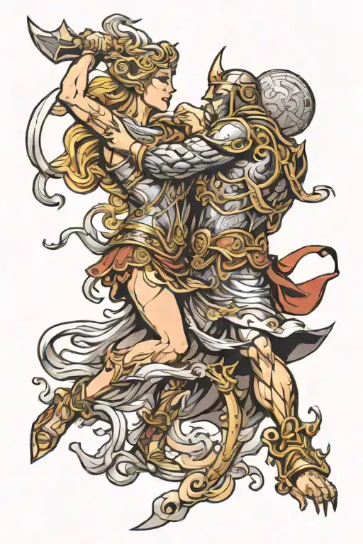 Fight Between Athena And Odin