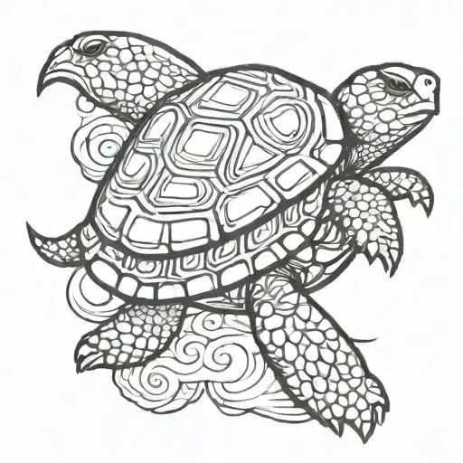 Turtle Outline Tattoo Design
