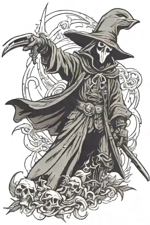 Plague Doctor Fighting Reaper