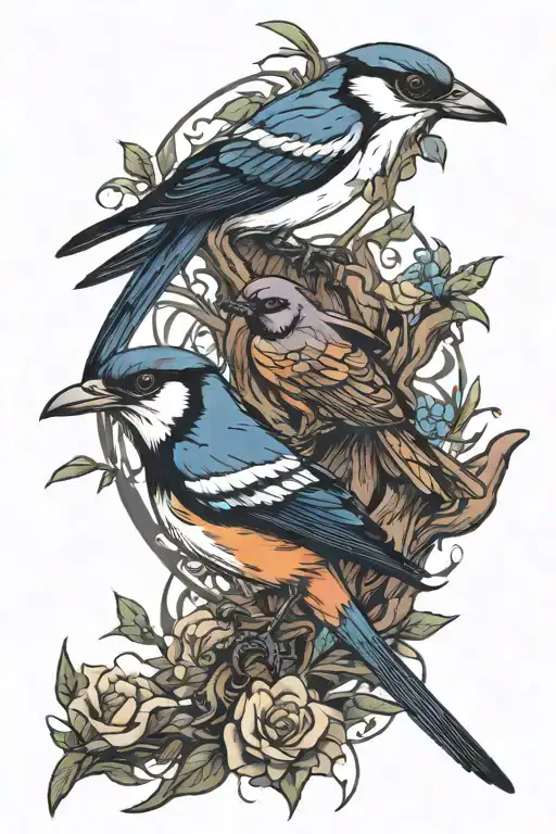 Shrike And Magpie Bird