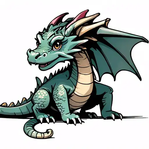 Baby Dragon With Books