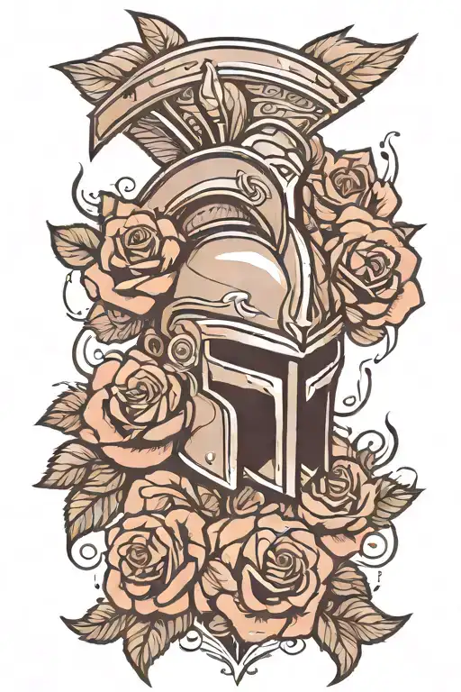 Spartan Helmet With Rose Growing