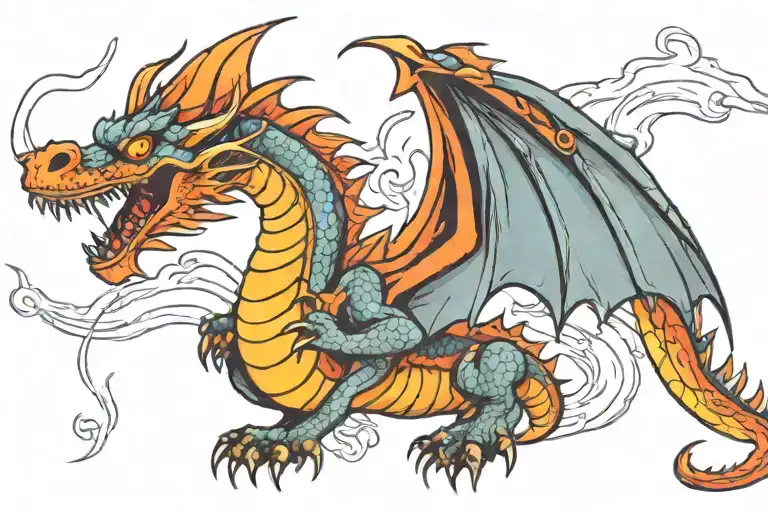 Flying Dragon Breathing Fire