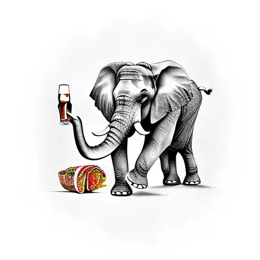 Elephant With Tacos And Beer