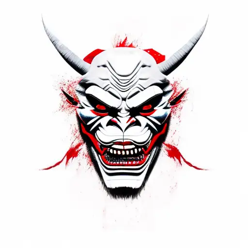 Broken Red And Black Oni Mask