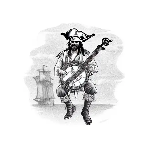 A Pirate Playing A Banjo