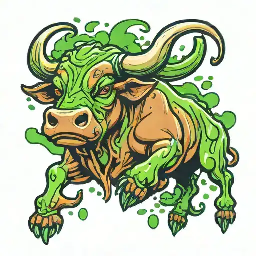 Bull With Green Slime Dripping