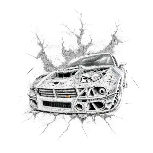 Destroyed Sports Car