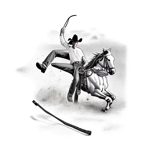 Cowboy On A Bucking Horse With Lasso