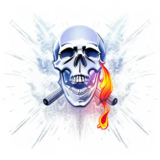 Skull With Flames And Smoke