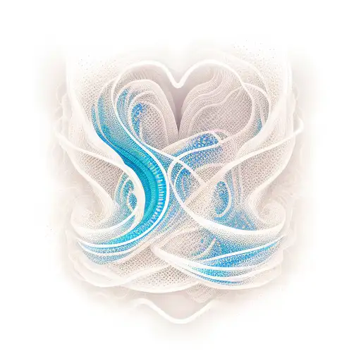 A New-school Design Featuring An Ekg Waveform Intertwined With Ocean Waves