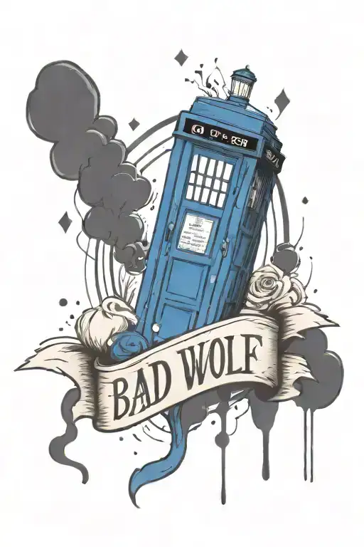Create A Tattoo Of A Tardis With The Words Bad Wolf Inspired Pen Surrounded