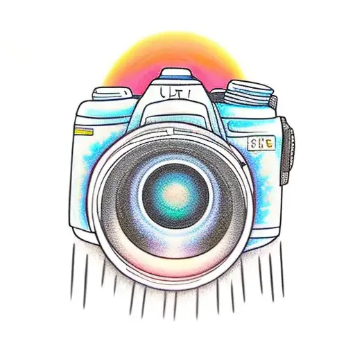 Dslr With A Sunset In The Lens